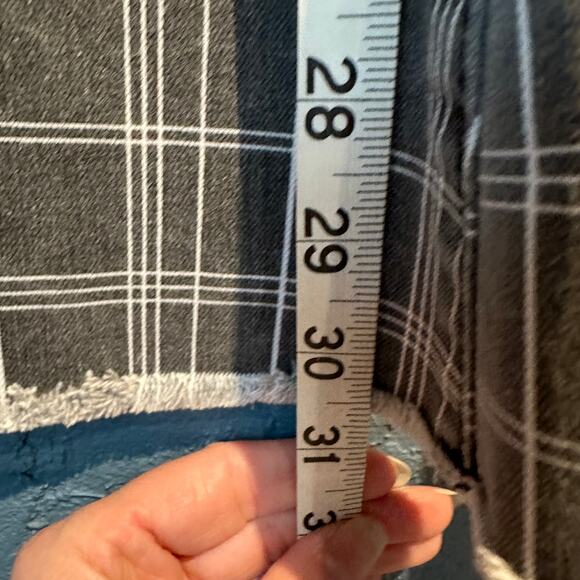 Fall Altar'd State Plaid Flare Bell Bottom Pants Size 27 Denim Gray White Plaid - Picture 3 of 7